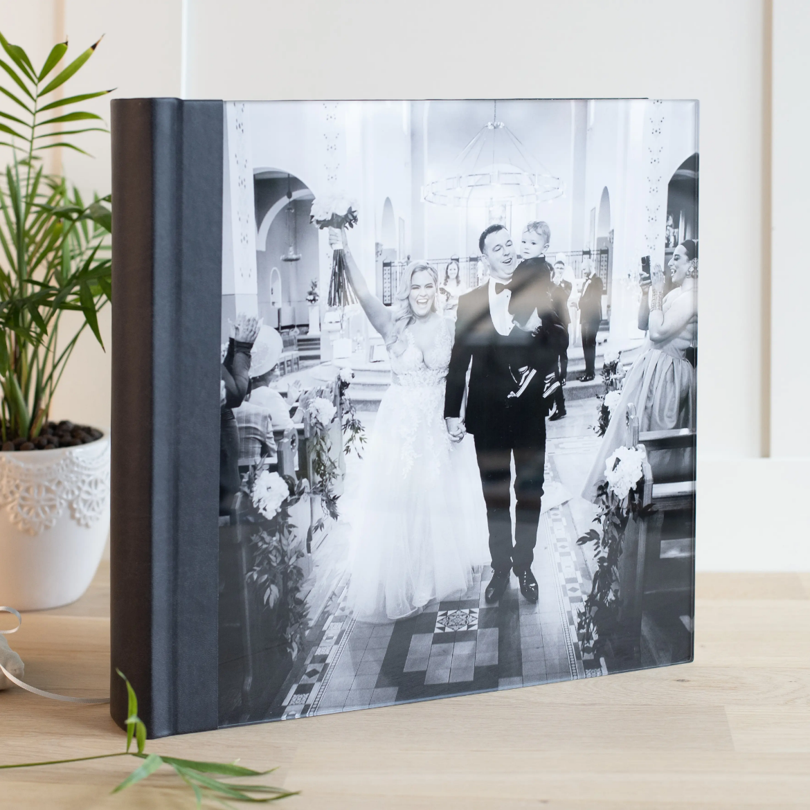 Picture of Eco Leather Lay Flat Photo Book, Glass Cover, Size L (15x10", 16x12", 18x12")