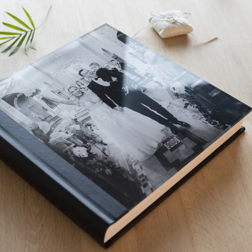 Picture of Eco Leather Lay Flat Photo Book, Glass Cover, Size M (10x8", 12x8", 10x10", 12x12")