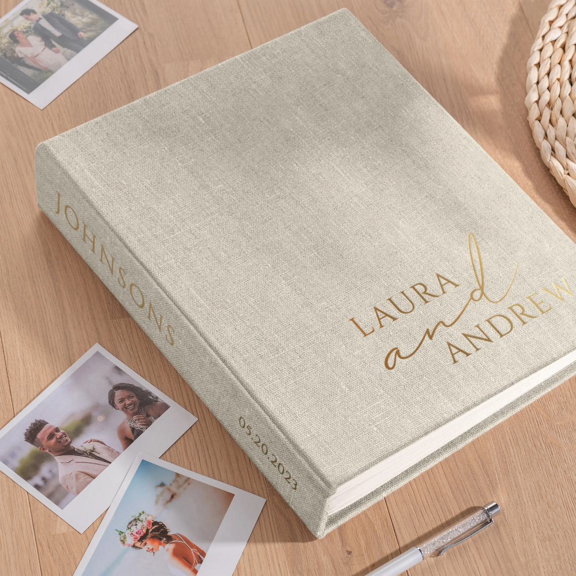 Picture of Linen Wedding Guest Book Vertical