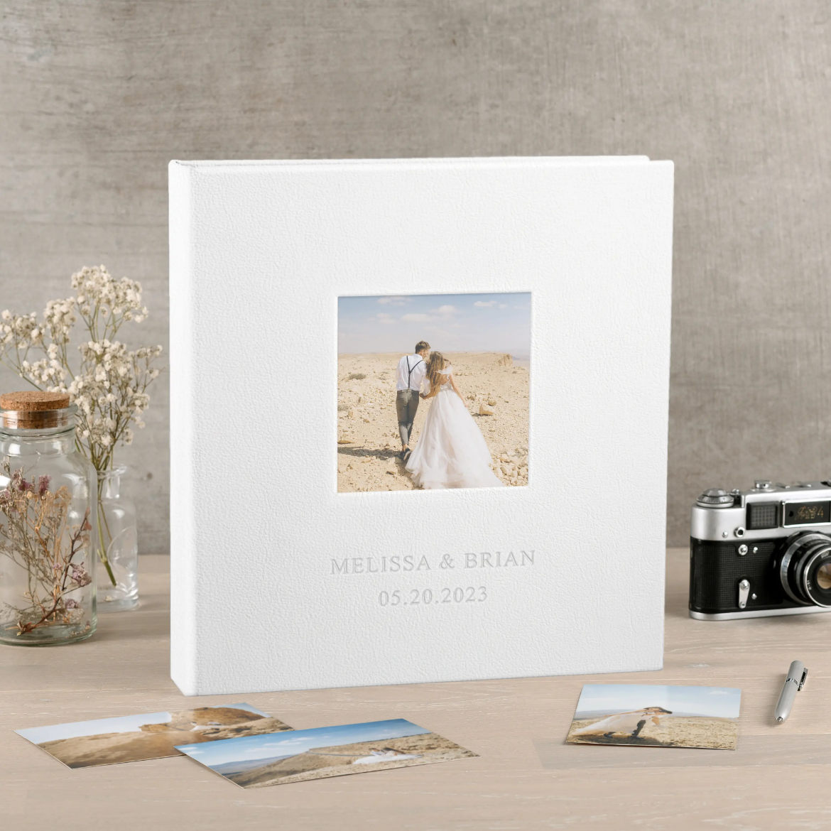 Picture of Eco Leather Lay Flat Photo Book, Photo Window, Size M (8x10", 8x12", 10x8", 12x8", 10x10", 12x12")