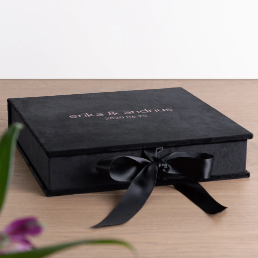 Picture of Velvet Folio Box with 20 Printed Photocards, Ribbon Closure