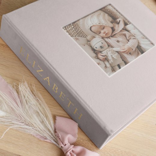 Picture of Velvet Slip In Baby Photo Album for 100-1000 4x6 Photos, Photo Window 